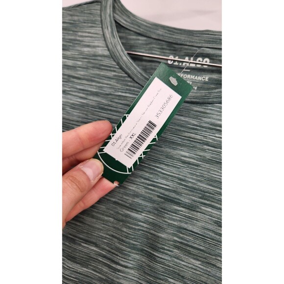 01 Algo Men's Green XXL Spacedye Performance Short Sleeve Raglan Crew Shirt NWT - Picture 7 of 8